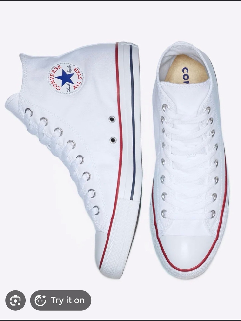 White Converse High Tops - Picture 2 of 2